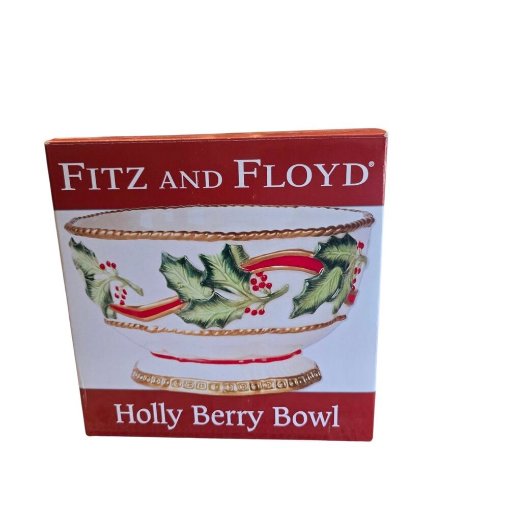 Fitz And Floyd Holiday Berry Bowl Christmas Holiday With Box New Open Box
